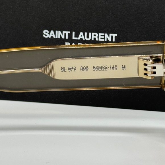 NEW SL 572 006 YELLOW BROWN SL572 006 SQUARE WOMEN SUNGLASSES SAINT LAURENT - Picture 9 of 11